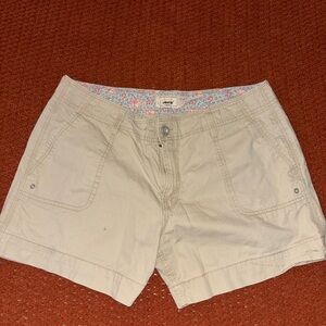 Levi's Beige Women's Utility Shorts with Floral Waistband